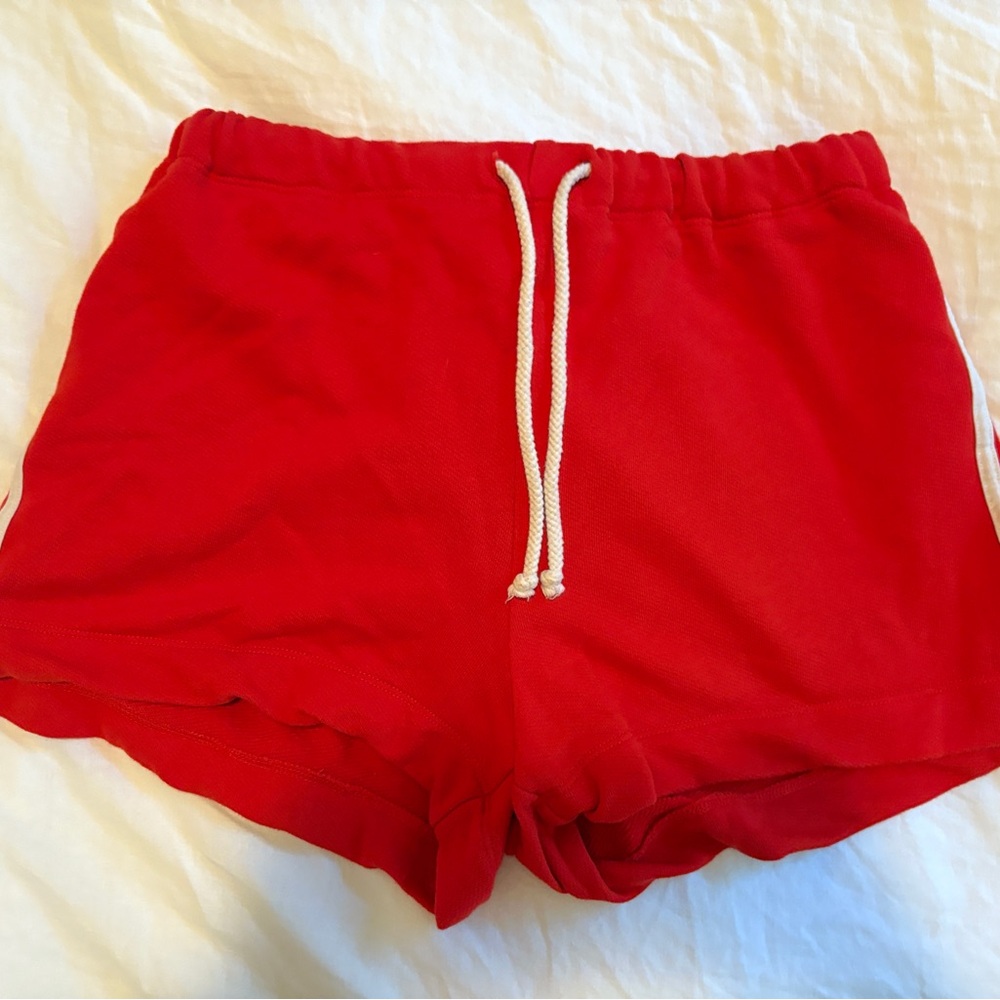 Donni - red eco terry stripe sweat short M - Picture 3 of 5
